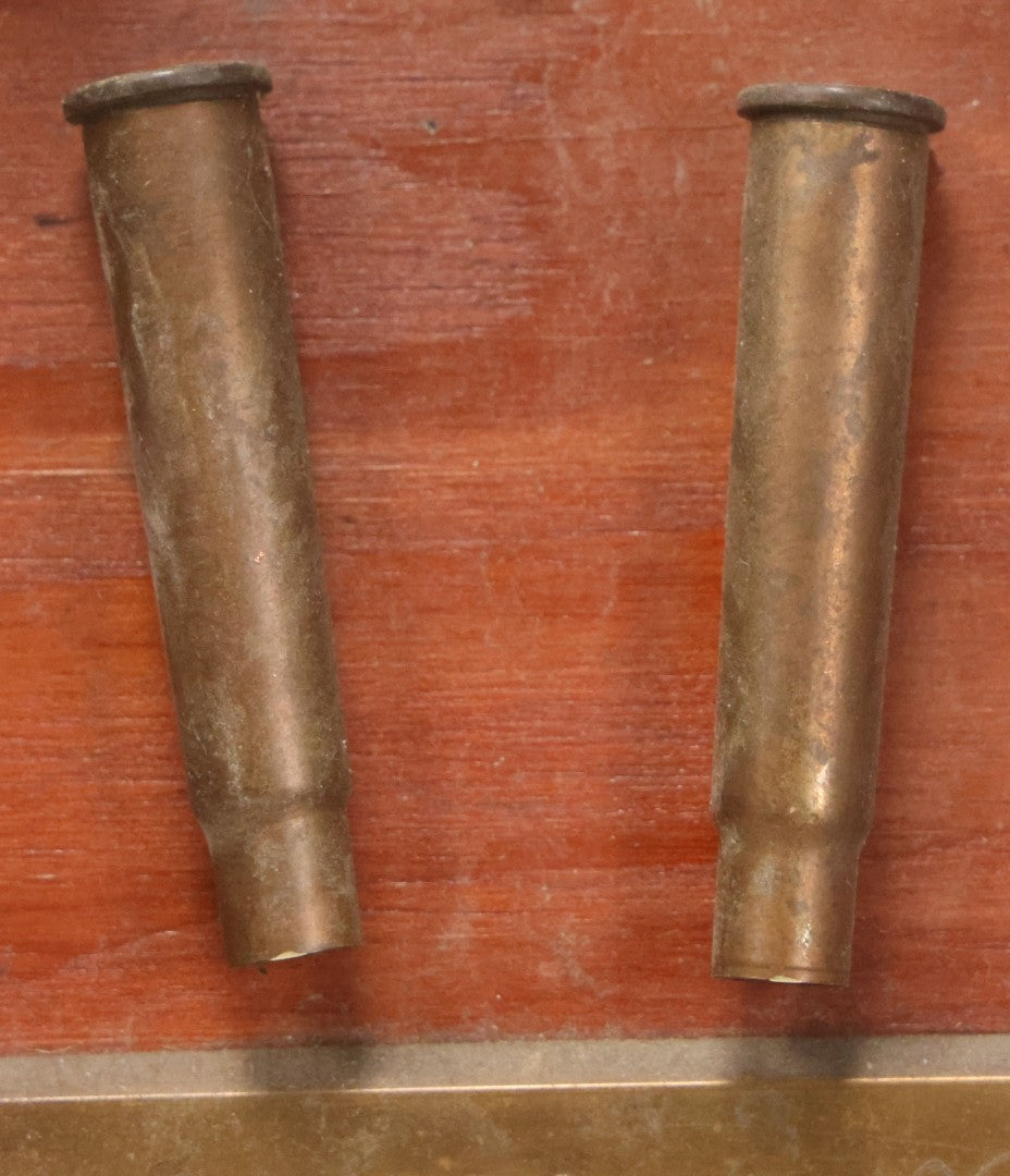 Lot 039 - Vintage Deer Antler Folk Art Display With Antlers And Skull Cap, Bullet Casings, And Hand Engraved Plaque, Which Reads "Killed December 4, 1961 By William R Burns, Age 14" 