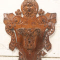 Lot 043 - Antique Hand Carved Black Forest Style Wall Pocket Plaque With Greenman Face Motif, Likely European, Baroque And Rococo Influenced Design, 8-3/4" x 11-7/8"