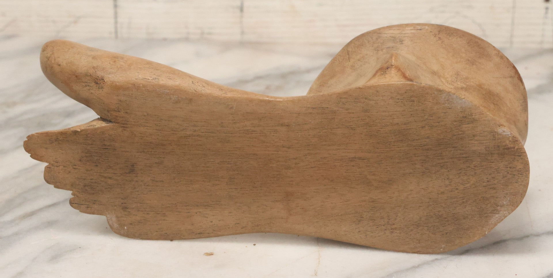 Lot 045 - Vintage Folk Art Carved Wooden Foot Single Cigarette Ashtray