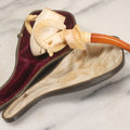 Lot 046 - Vintage Carved Meerschaum Hand Holding Snake Pipe With Stem In Original Case, Note Several Repairs