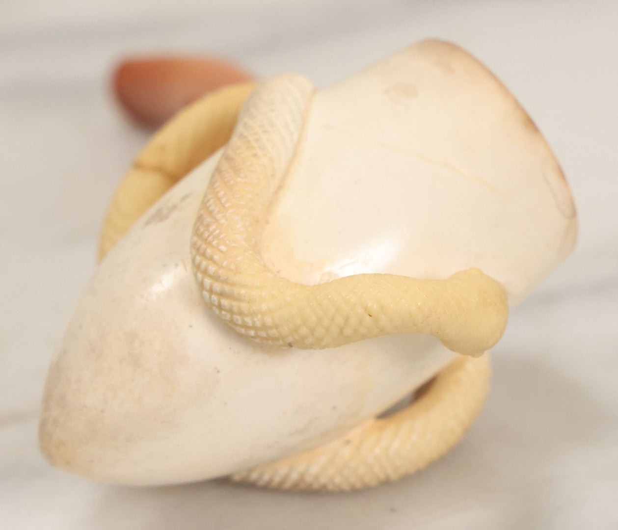Lot 046 - Vintage Carved Meerschaum Hand Holding Snake Pipe With Stem In Original Case, Note Several Repairs