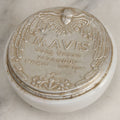 Lot 052 - Vintage Mavis Cold Cream Vivaudou Milk Glass Jar With Metal Art Deco Lid With Winged Woman Head, Paris And New York