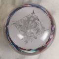 Lot 054 - Antique Knights Of Pythias Fraternal Order Hand Blown Glass Paper Weight With Colorful Swirls, Note Scuffs To Top