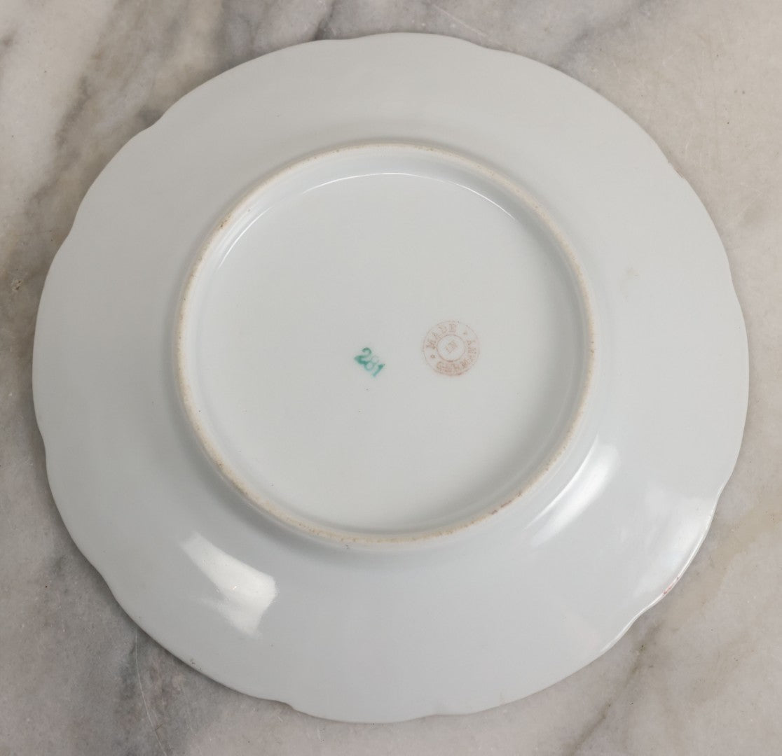 Lot 063 - Antique Porcelain Plate With Boy Peeing "Good Luck" Message In Snow With His Pet Pig, Souvenir Of Gileghenny, Pennsylvania, Made In Germany, No. 281, 6-3/8" Diameter