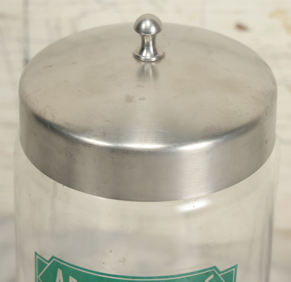 Lot 070 - Vintage Medical Doctors Office Applicators Glass Jar With Green Label And Lid, Manufactured By Profex, U.S.A.