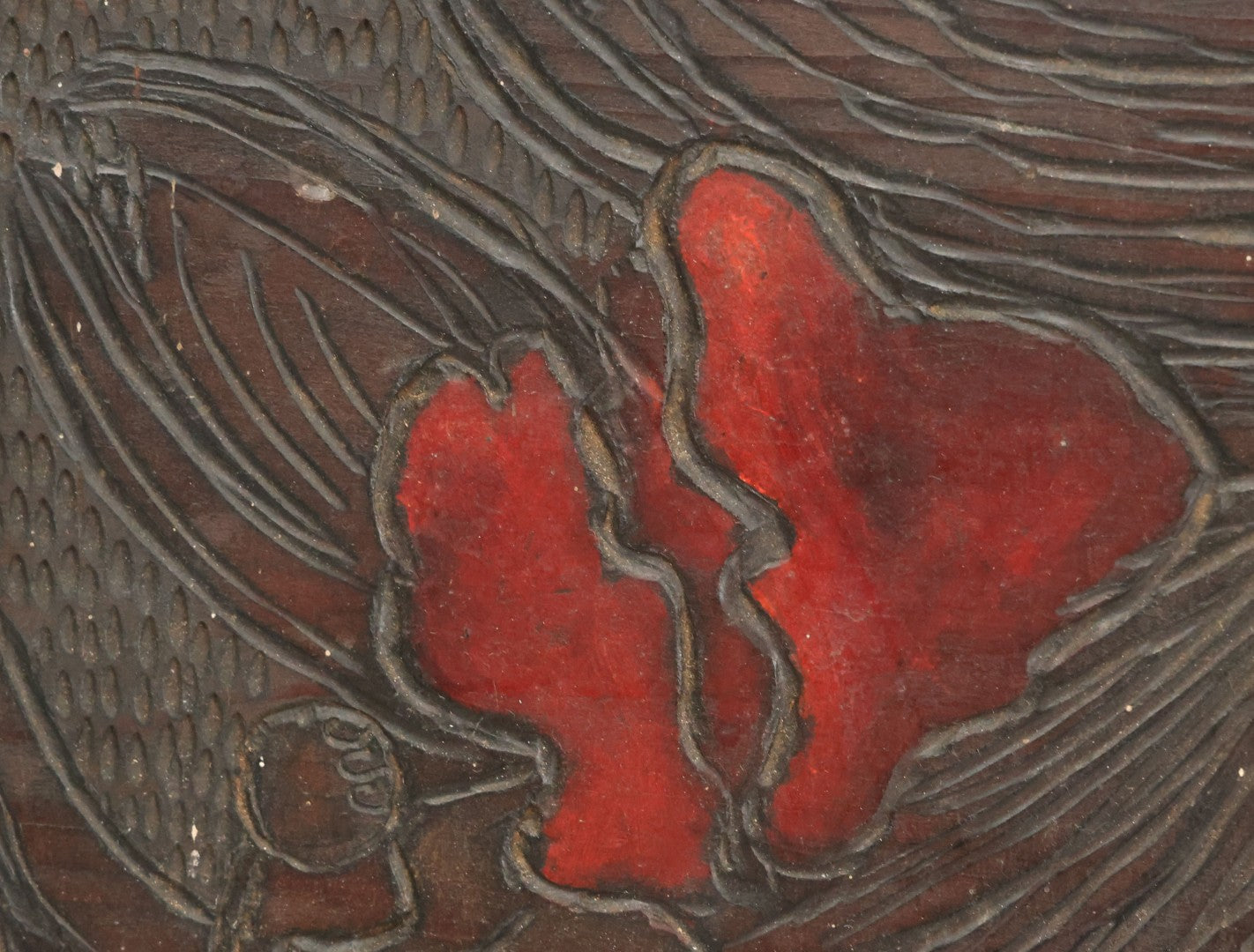 Lot 074 - Antique Folk Art Hand Carved Wooden Panel With Beautiful Woman, Painted Details, 21" x 14"