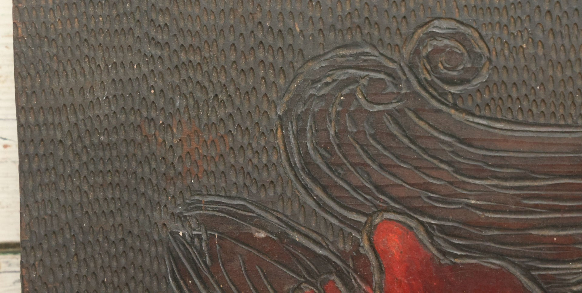 Lot 074 - Antique Folk Art Hand Carved Wooden Panel With Beautiful Woman, Painted Details, 21" x 14"