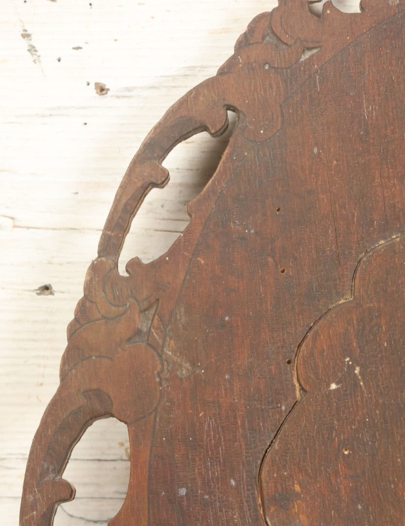 Lot 075 - Antique Wood Burned Pyrography Wall Hanging Panel Of Gibson Girl Style Woman With Rose, Flemish Art Co., New York, No. 861, Note Various Wear, 13-3/4" x 19"