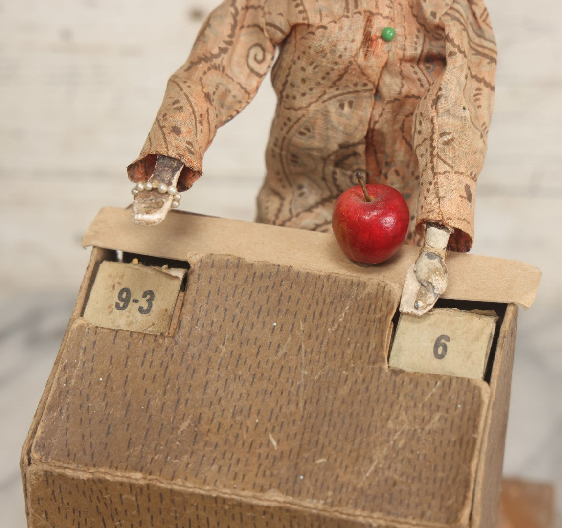 Lot 001 - Antique Handmade Manual Crank Math Teacher Automaton With German Bisque Doll Head By Lehmann & Company And Math Subtraction Problem Action, Moving Arms And Head