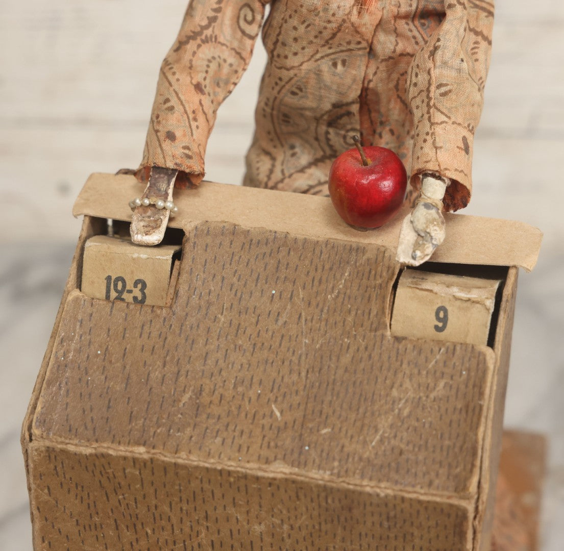 Lot 001 - Antique Handmade Manual Crank Math Teacher Automaton With German Bisque Doll Head By Lehmann & Company And Math Subtraction Problem Action, Moving Arms And Head