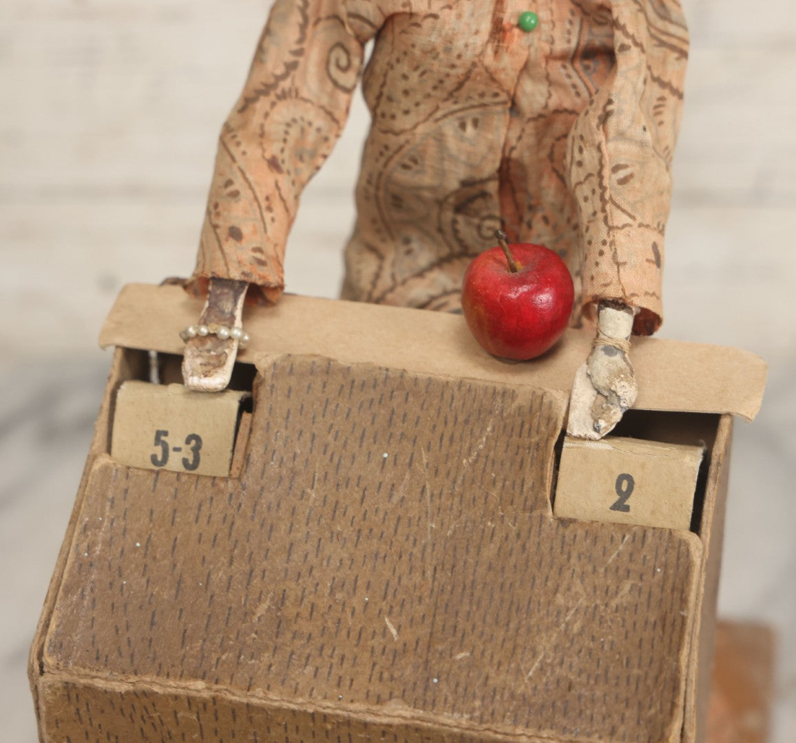 Lot 001 - Antique Handmade Manual Crank Math Teacher Automaton With German Bisque Doll Head By Lehmann & Company And Math Subtraction Problem Action, Moving Arms And Head