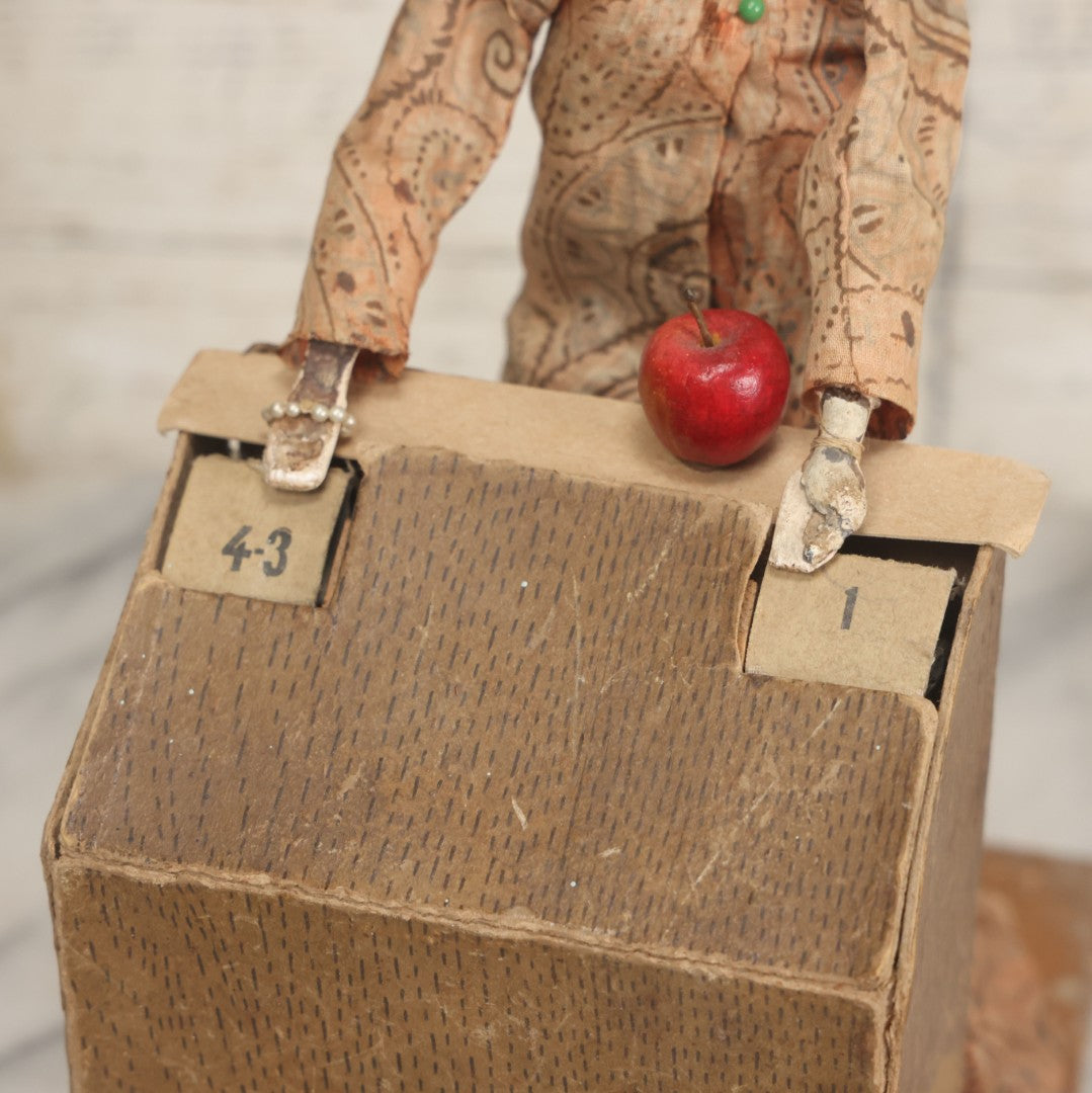 Lot 001 - Antique Handmade Manual Crank Math Teacher Automaton With German Bisque Doll Head By Lehmann & Company And Math Subtraction Problem Action, Moving Arms And Head