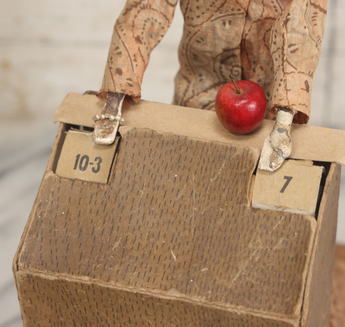 Lot 001 - Antique Handmade Manual Crank Math Teacher Automaton With German Bisque Doll Head By Lehmann & Company And Math Subtraction Problem Action, Moving Arms And Head