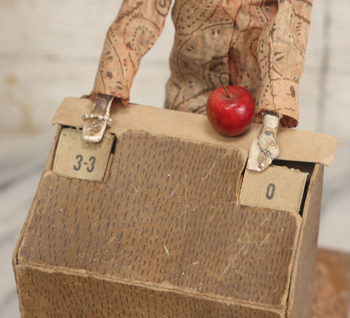 Lot 001 - Antique Handmade Manual Crank Math Teacher Automaton With German Bisque Doll Head By Lehmann & Company And Math Subtraction Problem Action, Moving Arms And Head