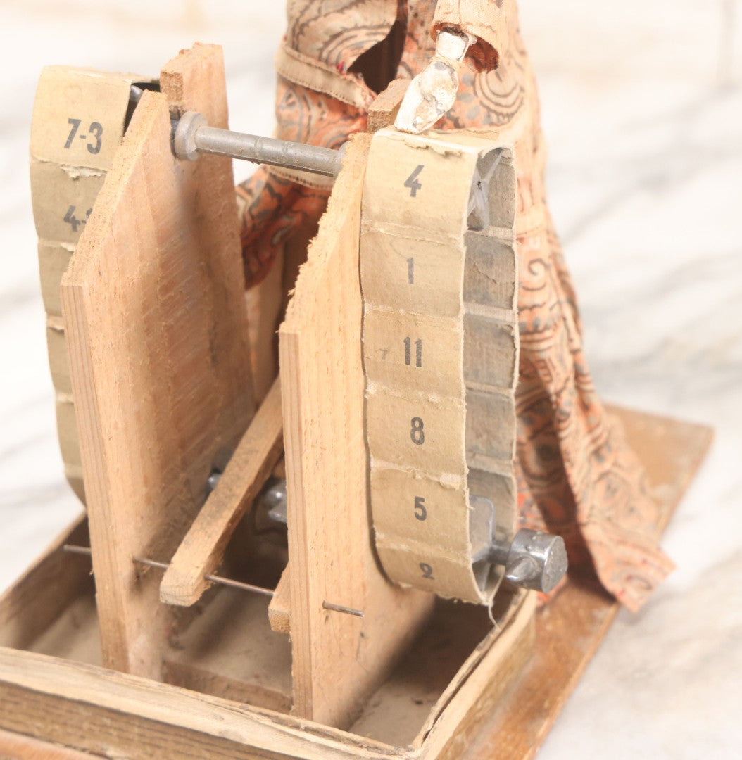 Lot 001 - Antique Handmade Manual Crank Math Teacher Automaton With German Bisque Doll Head By Lehmann & Company And Math Subtraction Problem Action, Moving Arms And Head