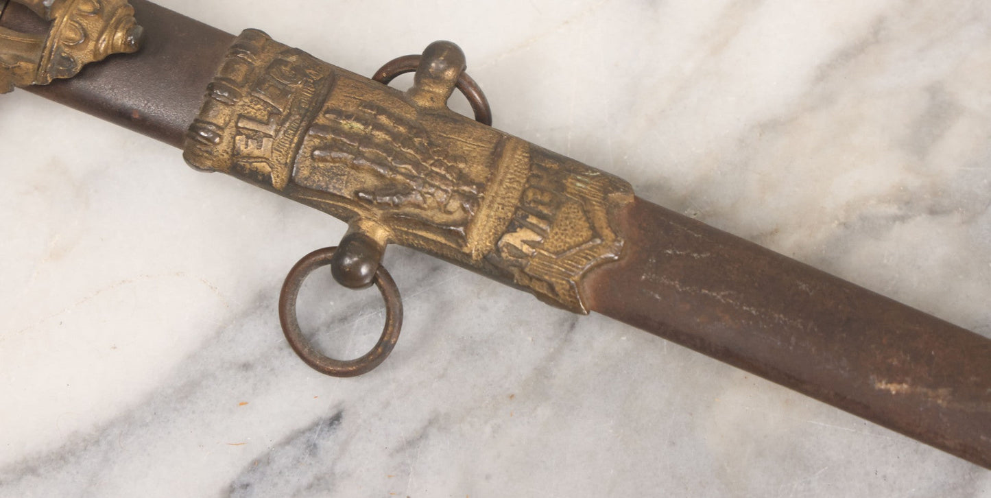 Lot 002 - Antique Fraternal "Select Knight" Masonic Ceremonial Presentation Sword, With Skeleton Hand, Eagle, And Axes Motifs, Manufactured By Parson And Co. St. Louis Missouri