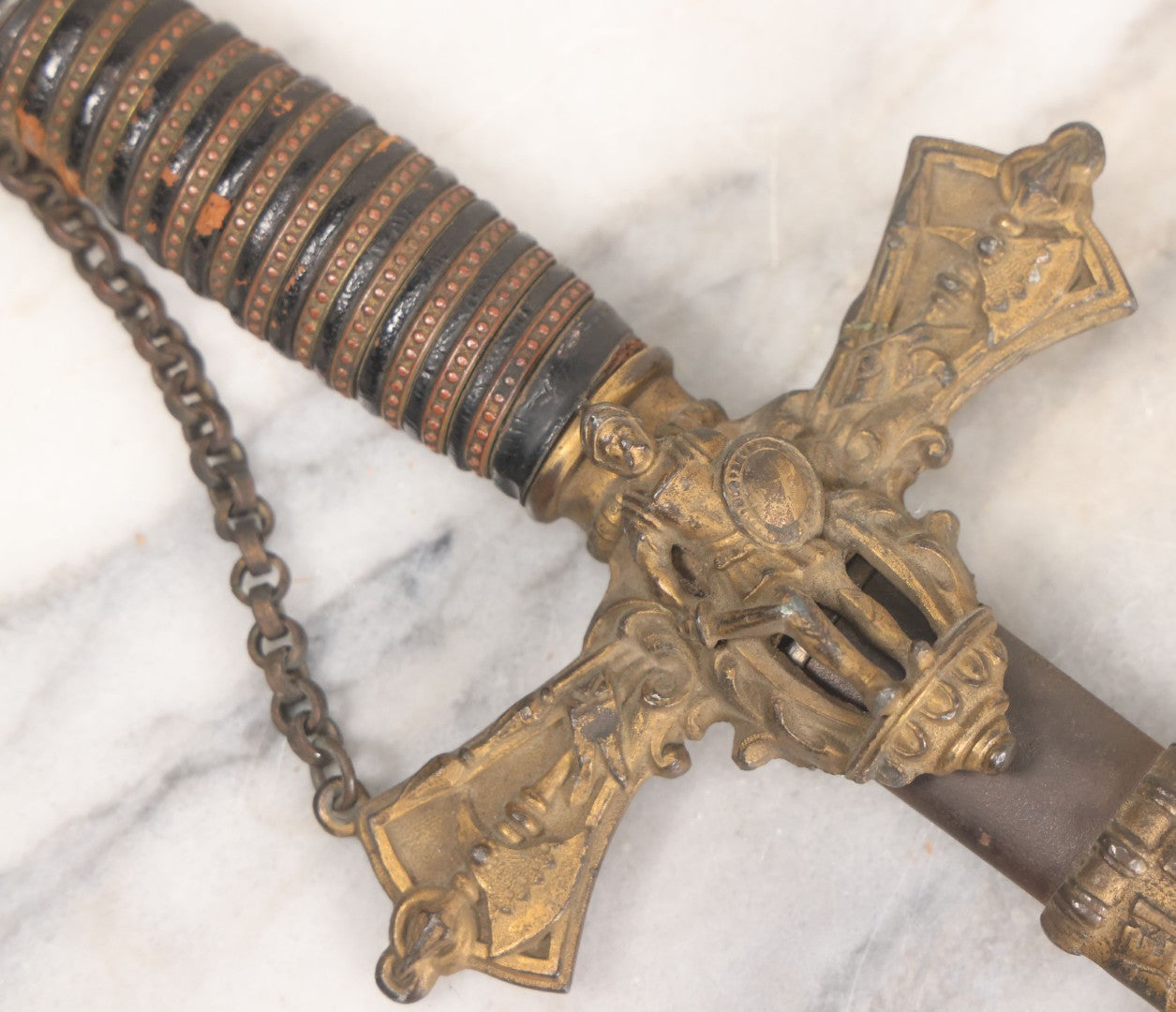 Lot 002 - Antique Fraternal "Select Knight" Masonic Ceremonial Presentation Sword, With Skeleton Hand, Eagle, And Axes Motifs, Manufactured By Parson And Co. St. Louis Missouri