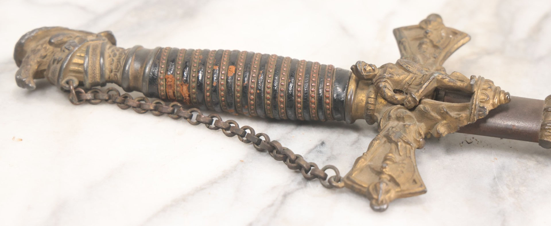 Lot 002 - Antique Fraternal "Select Knight" Masonic Ceremonial Presentation Sword, With Skeleton Hand, Eagle, And Axes Motifs, Manufactured By Parson And Co. St. Louis Missouri