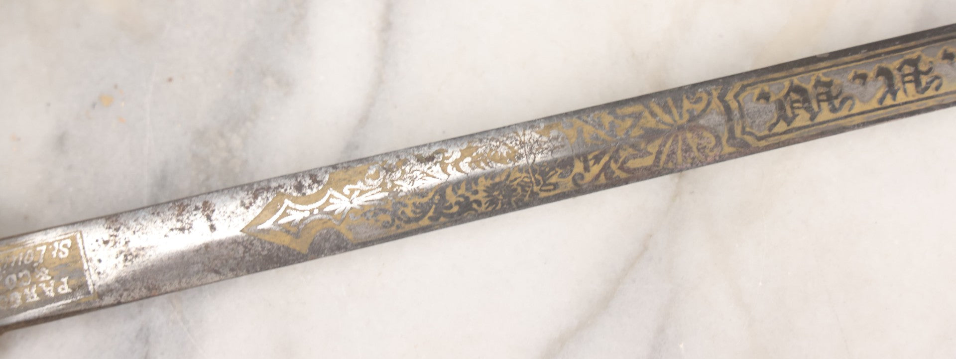 Lot 002 - Antique Fraternal "Select Knight" Masonic Ceremonial Presentation Sword, With Skeleton Hand, Eagle, And Axes Motifs, Manufactured By Parson And Co. St. Louis Missouri