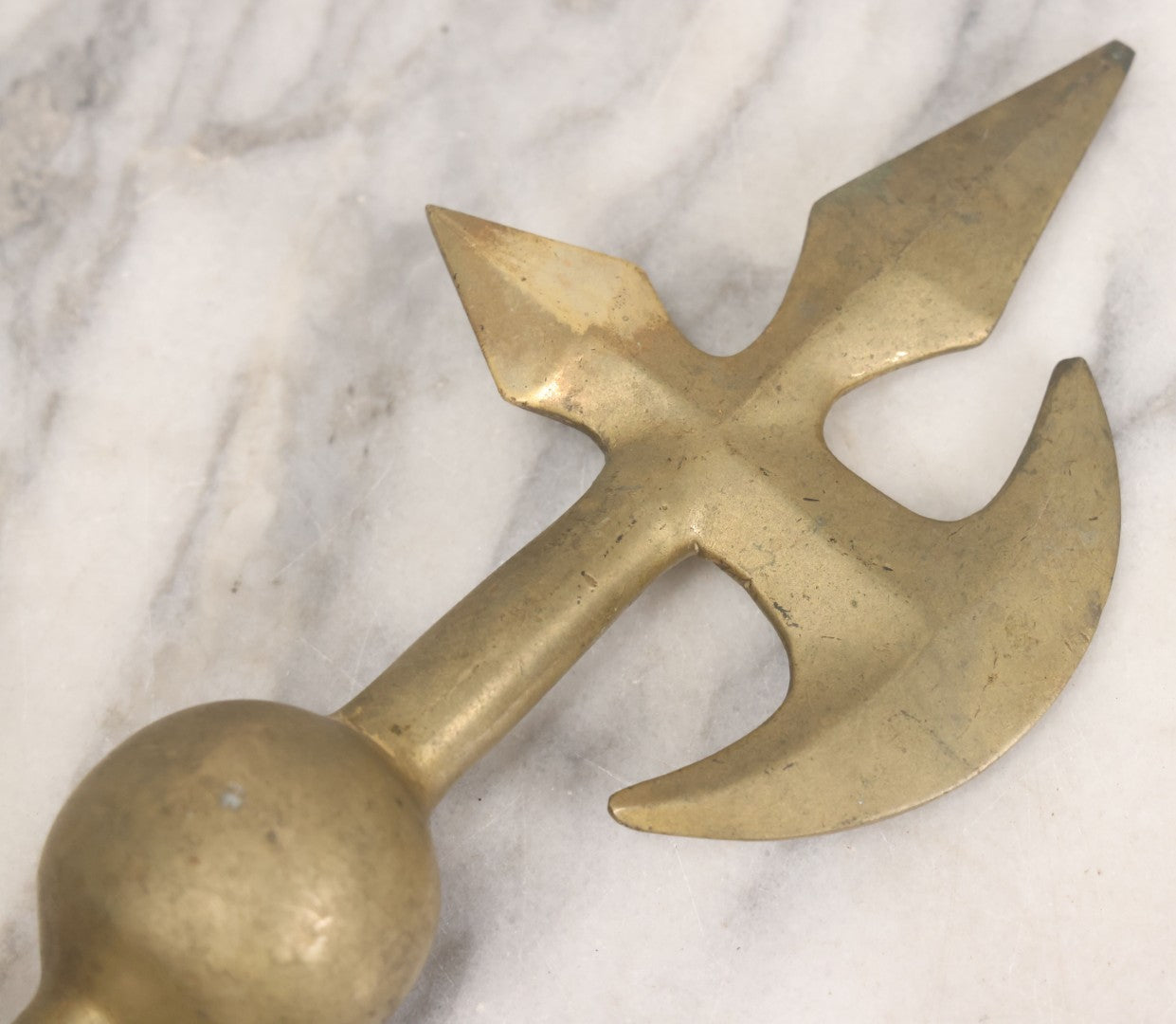 Lot 003 - Antique Solid Brass Fraternal Axe Shaped Flagpole Topper