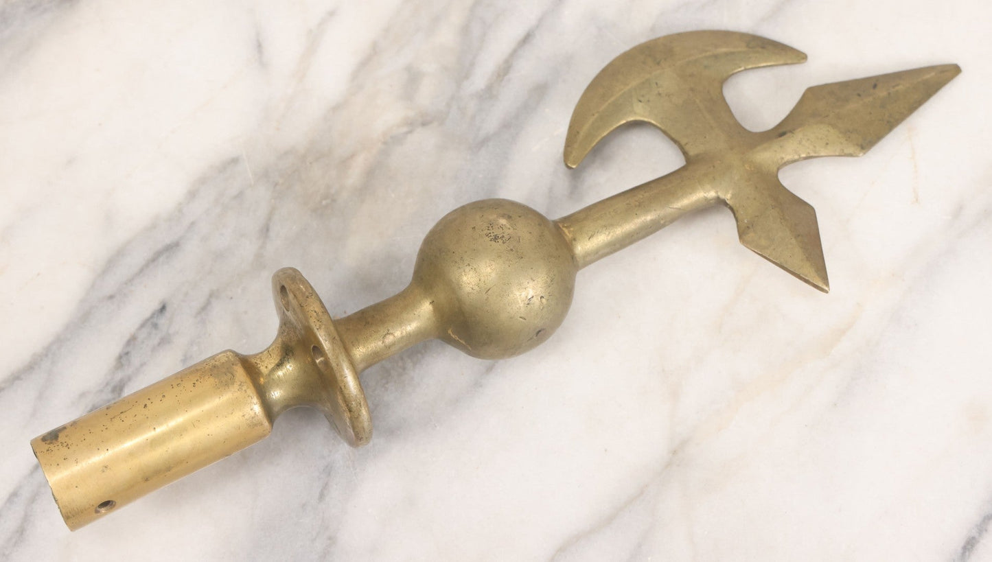 Lot 003 - Antique Solid Brass Fraternal Axe Shaped Flagpole Topper
