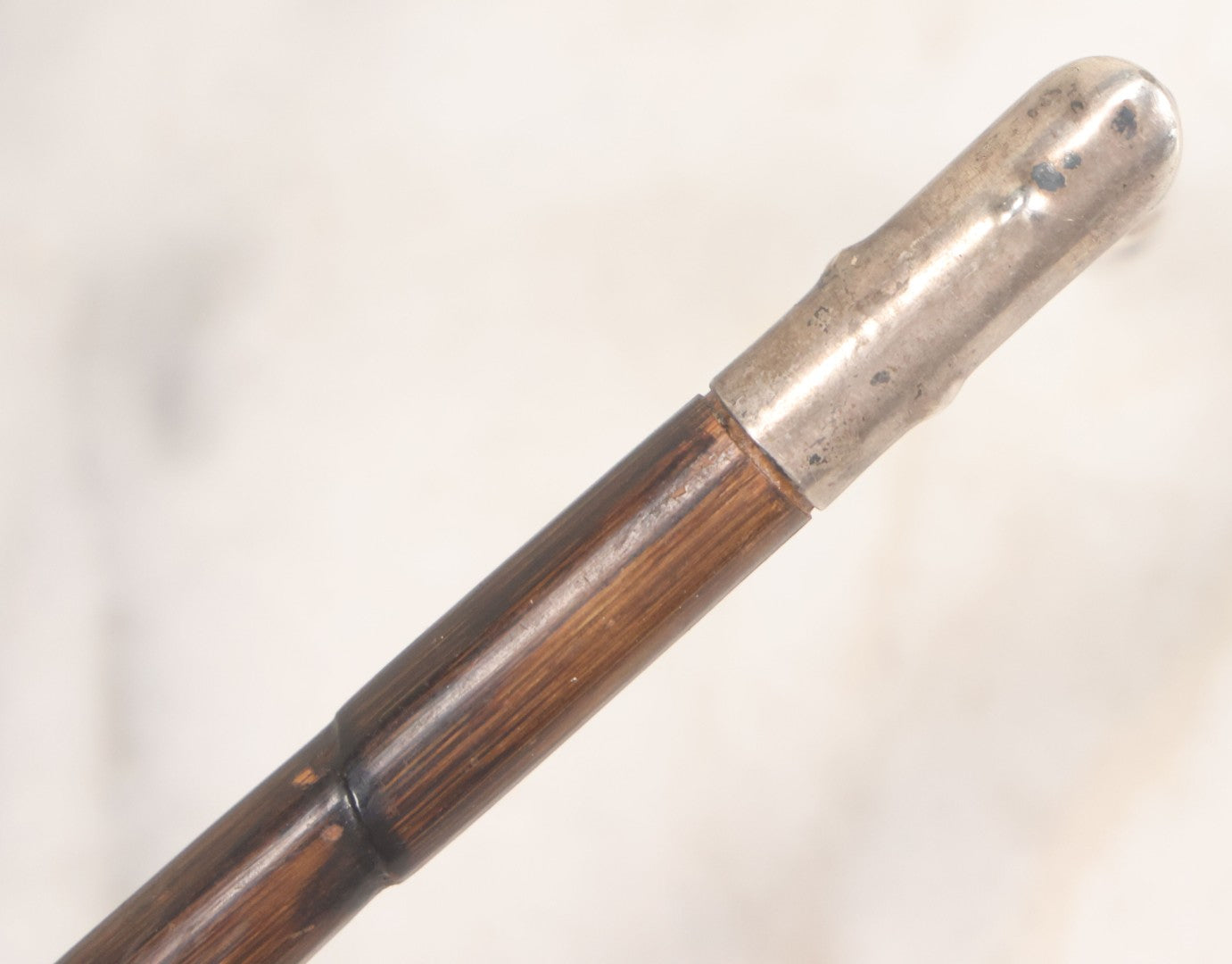 Lot 006 - Antique Swagger Stick Bamboo Cane With Sterling Silver Faux-Branch Handle, Length 25"