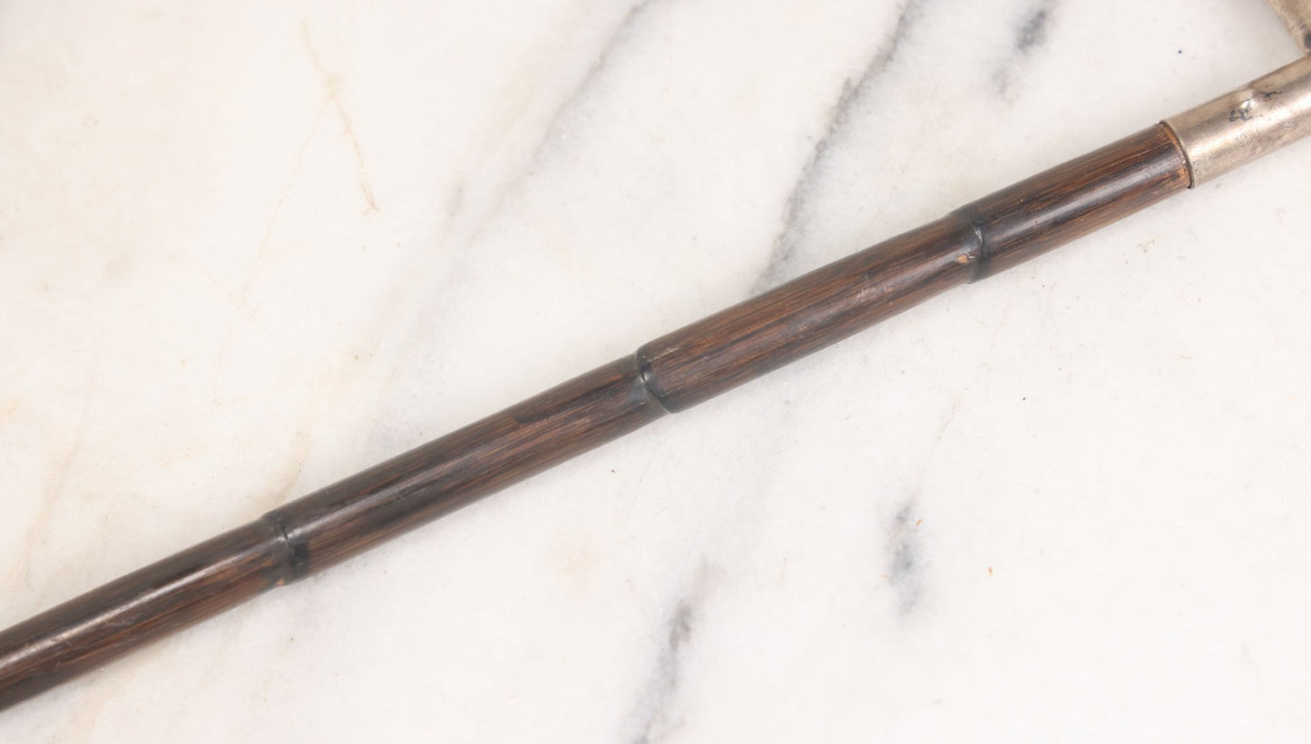 Lot 006 - Antique Swagger Stick Bamboo Cane With Sterling Silver Faux-Branch Handle, Length 25"