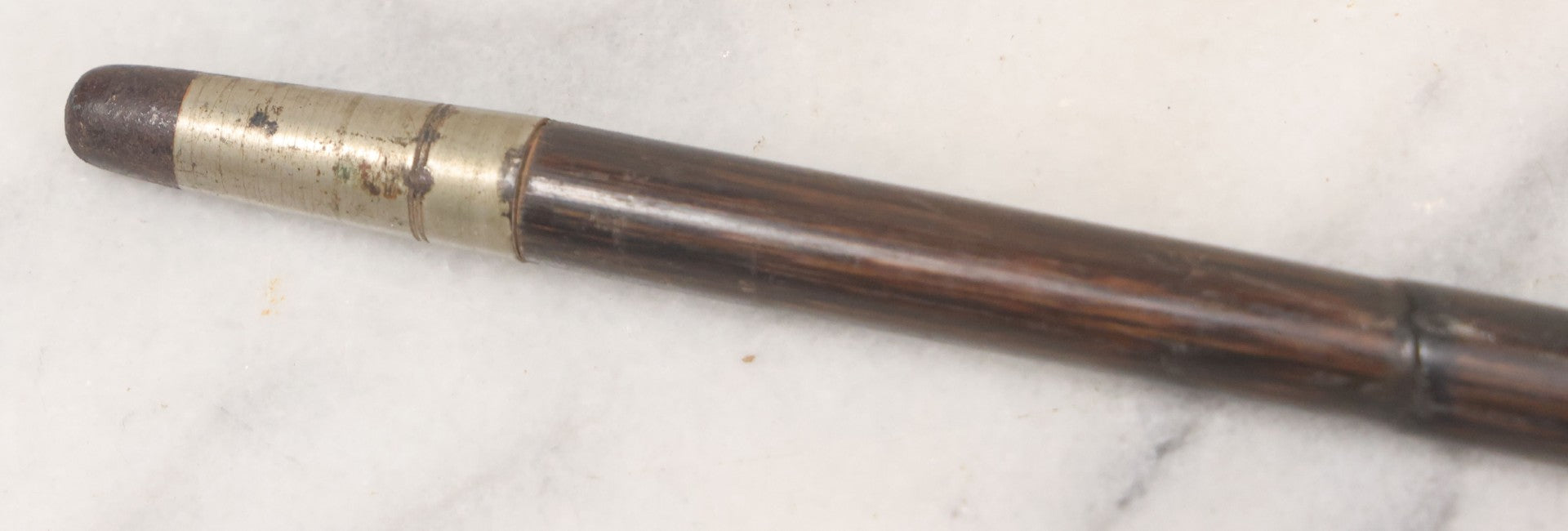 Lot 006 - Antique Swagger Stick Bamboo Cane With Sterling Silver Faux-Branch Handle, Length 25"