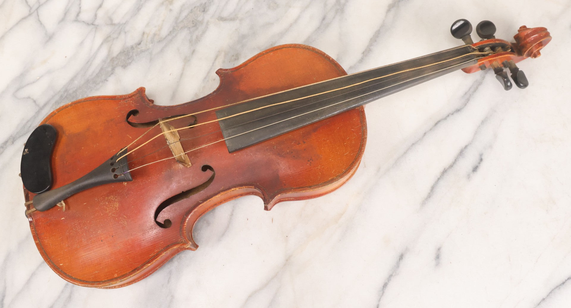 Lot 008 - Antique Violin In Case, Marked "Copy Of Antonius Stradivarius", With Bow And Accessories, As Found, In Need Of Restoration