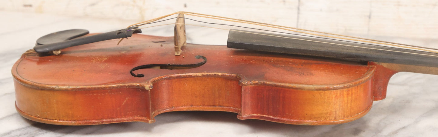 Lot 008 - Antique Violin In Case, Marked "Copy Of Antonius Stradivarius", With Bow And Accessories, As Found, In Need Of Restoration