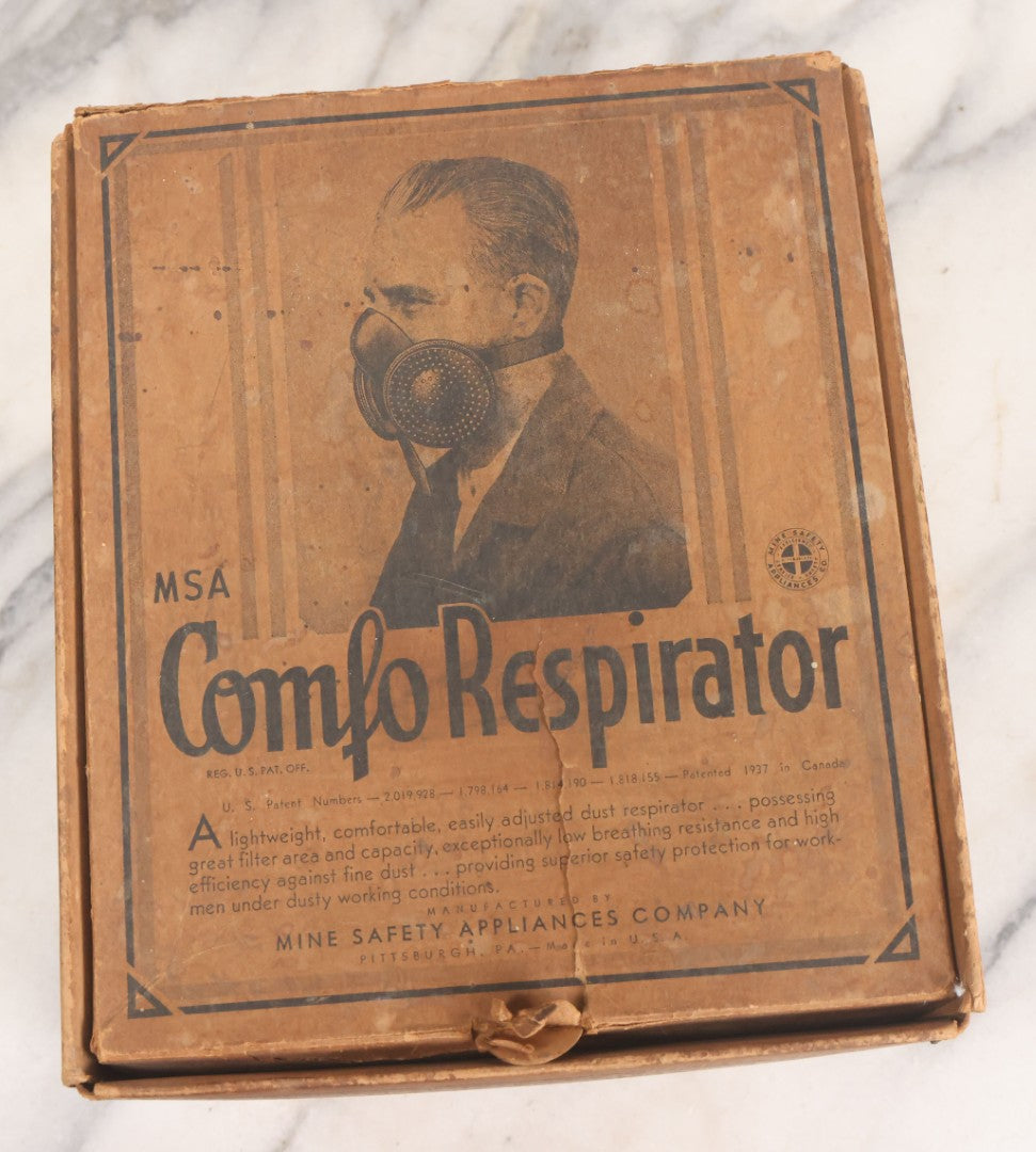 Lot 009 - Antique New Old Stock N.O.S. Comfo Respirator Device In Original Box, Manufactured By Mine Safety Appliances Company, Pittsburgh Pennsylvania, Made In U.S.A., Model BM-2101, With Pack Of 10 Filters