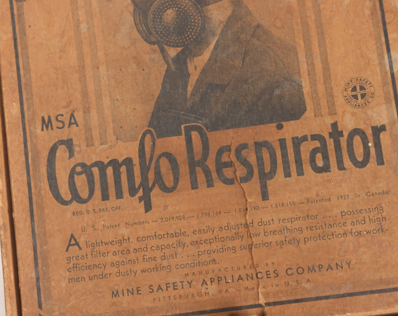 Lot 009 - Antique New Old Stock N.O.S. Comfo Respirator Device In Original Box, Manufactured By Mine Safety Appliances Company, Pittsburgh Pennsylvania, Made In U.S.A., Model BM-2101, With Pack Of 10 Filters