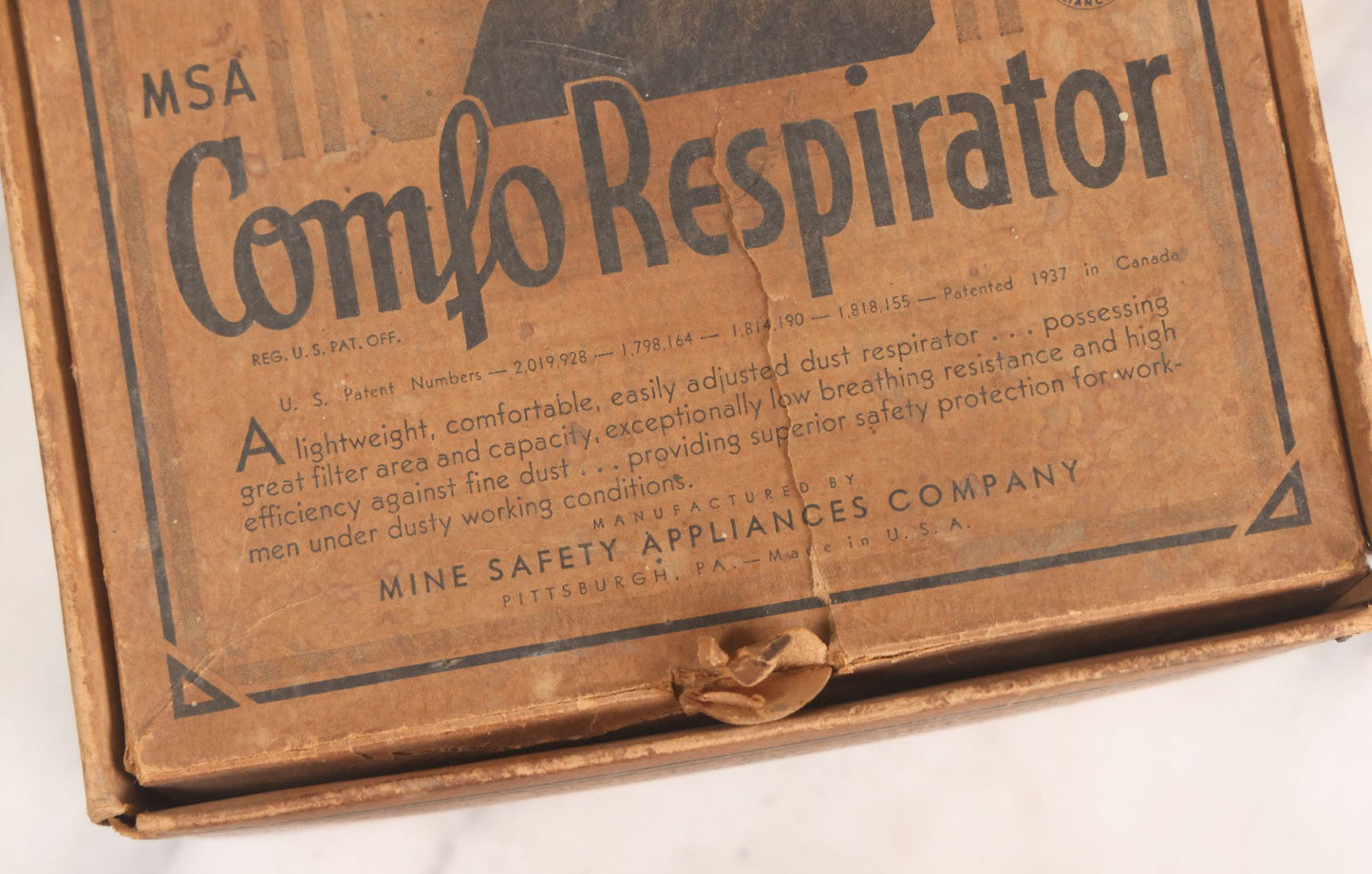 Lot 009 - Antique New Old Stock N.O.S. Comfo Respirator Device In Original Box, Manufactured By Mine Safety Appliances Company, Pittsburgh Pennsylvania, Made In U.S.A., Model BM-2101, With Pack Of 10 Filters