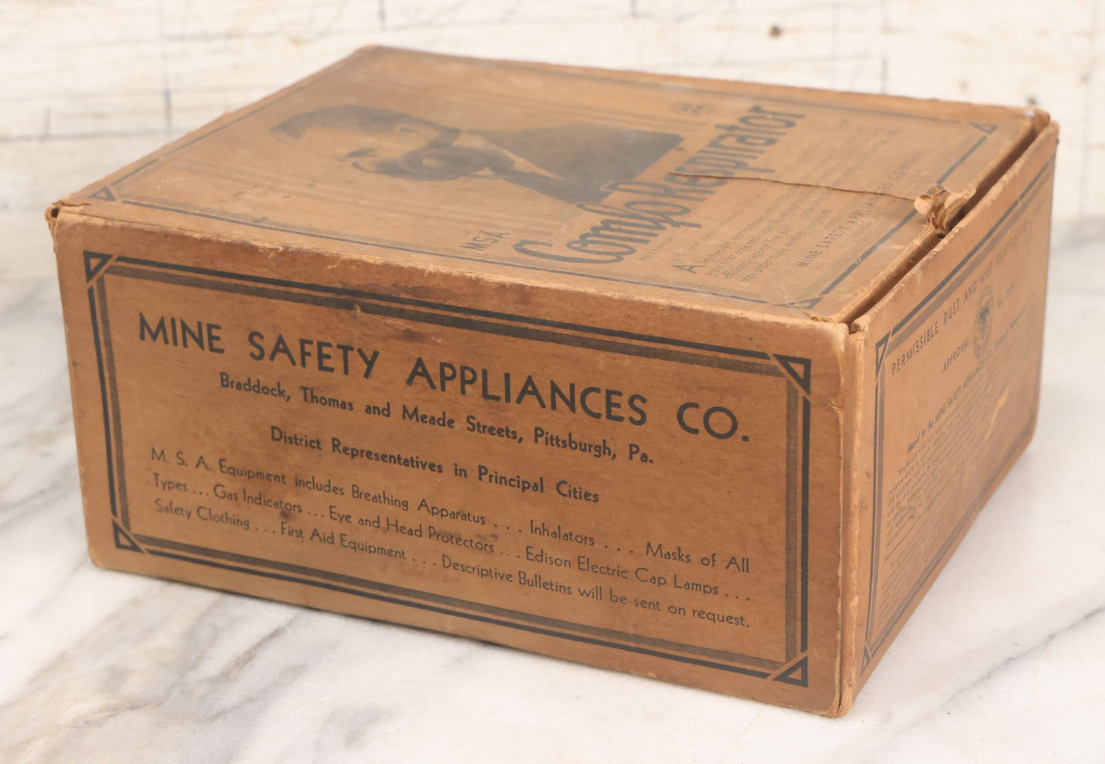 Lot 009 - Antique New Old Stock N.O.S. Comfo Respirator Device In Original Box, Manufactured By Mine Safety Appliances Company, Pittsburgh Pennsylvania, Made In U.S.A., Model BM-2101, With Pack Of 10 Filters