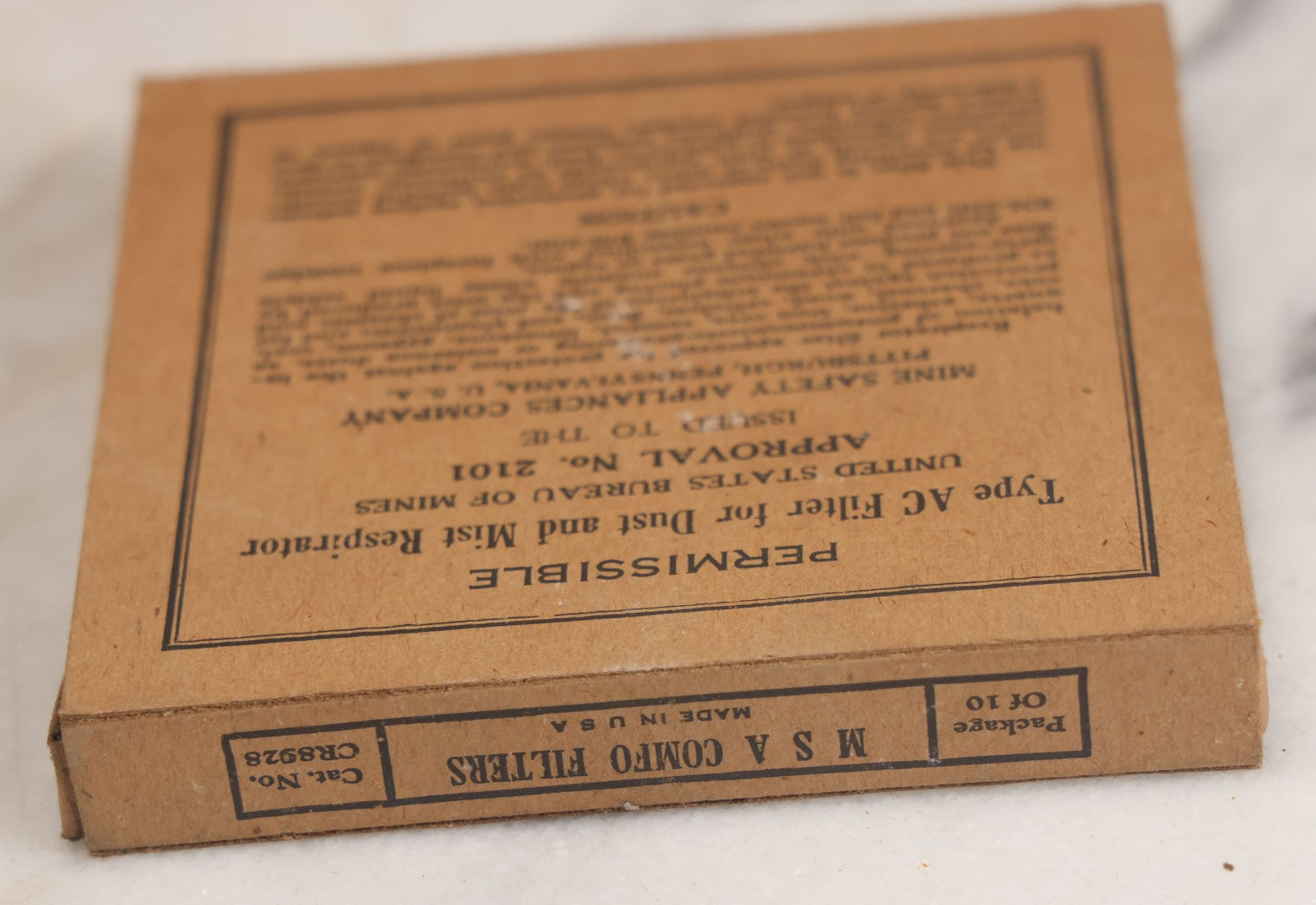 Lot 009 - Antique New Old Stock N.O.S. Comfo Respirator Device In Original Box, Manufactured By Mine Safety Appliances Company, Pittsburgh Pennsylvania, Made In U.S.A., Model BM-2101, With Pack Of 10 Filters