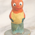 Lot 011 - Antique Papier Mache Halloween Pumpkin Man Figure On Paper Board Base, Marked Germany, Height 1-3/4"