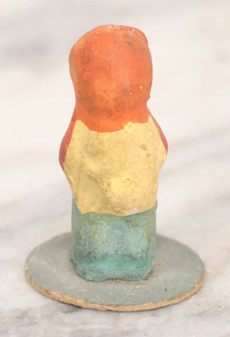 Lot 011 - Antique Papier Mache Halloween Pumpkin Man Figure On Paper Board Base, Marked Germany, Height 1-3/4"