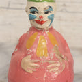 Lot 013 - Antique Papier Mache Clown Roly Poly Toy With Pink Body, Blue Makeup And Green Hat, Note Wear And Tear Throughout, Height 6"