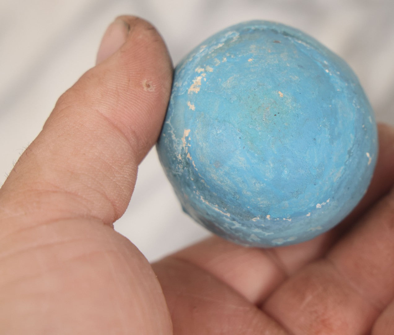 Lot 014 - Antique Papier Mache Clown Roly Poly Toy With Blue Body, Green And Yellow Makeup And Red Hat, Note Wear And Tear Throughout, Height 3-3/4"