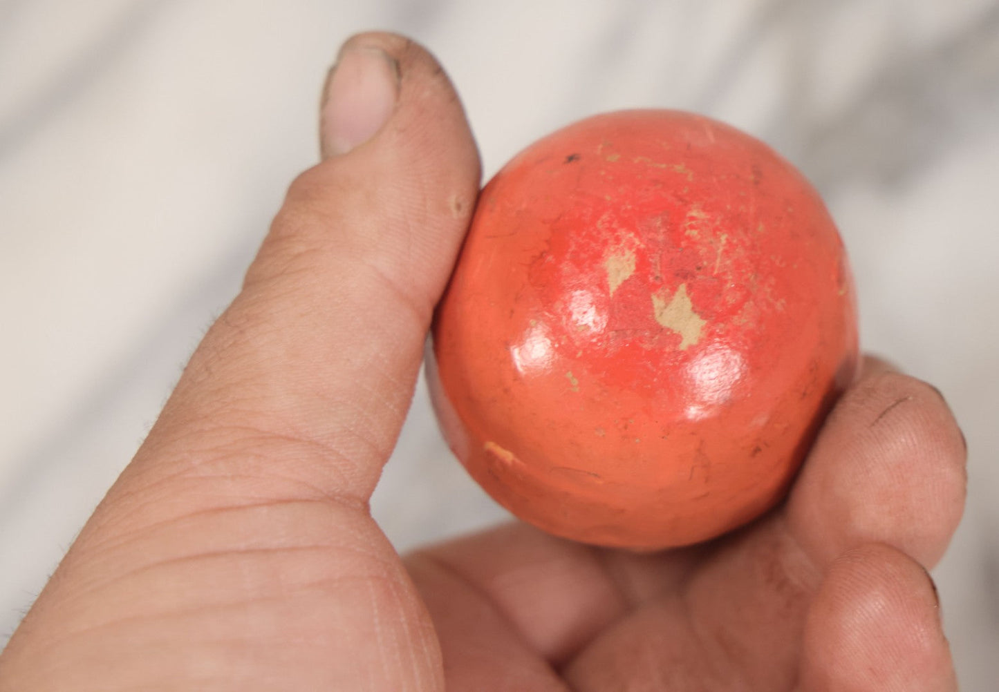 Lot 015 - Antique Papier Mache Clown Roly Poly Toy With Pink Body, Pink Makeup And Blue Hat, Note Wear And Tear Throughout, Height 3-3/4"