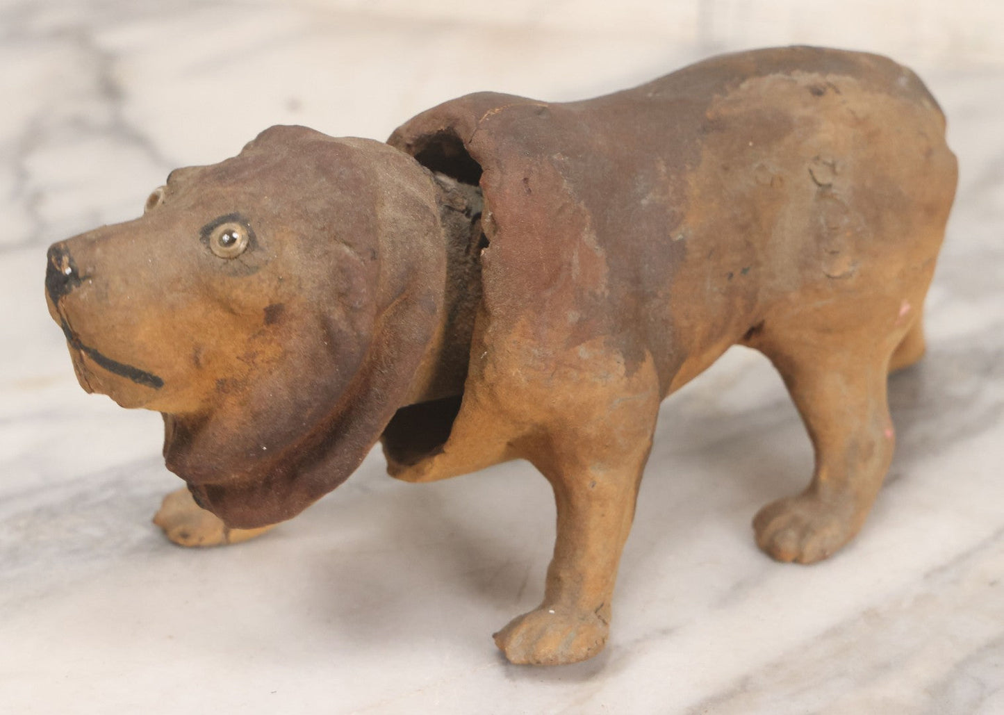 Lot 017 - Antique Papier Mache Circus Lion Nodder Toy With Glass Eyes