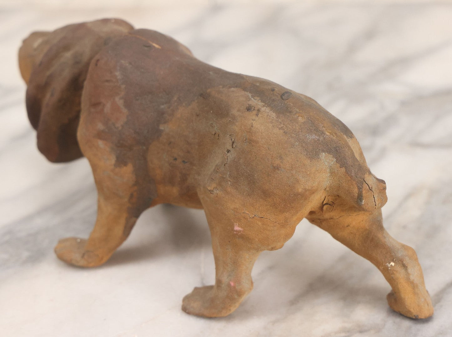 Lot 017 - Antique Papier Mache Circus Lion Nodder Toy With Glass Eyes