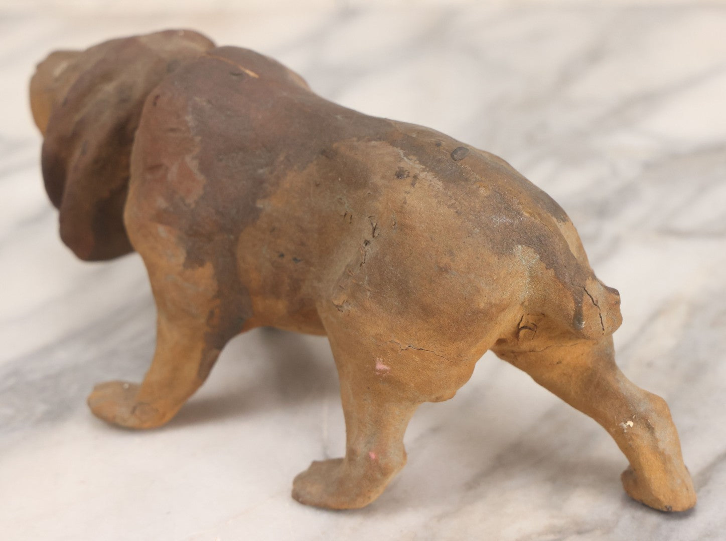 Lot 017 - Antique Papier Mache Circus Lion Nodder Toy With Glass Eyes