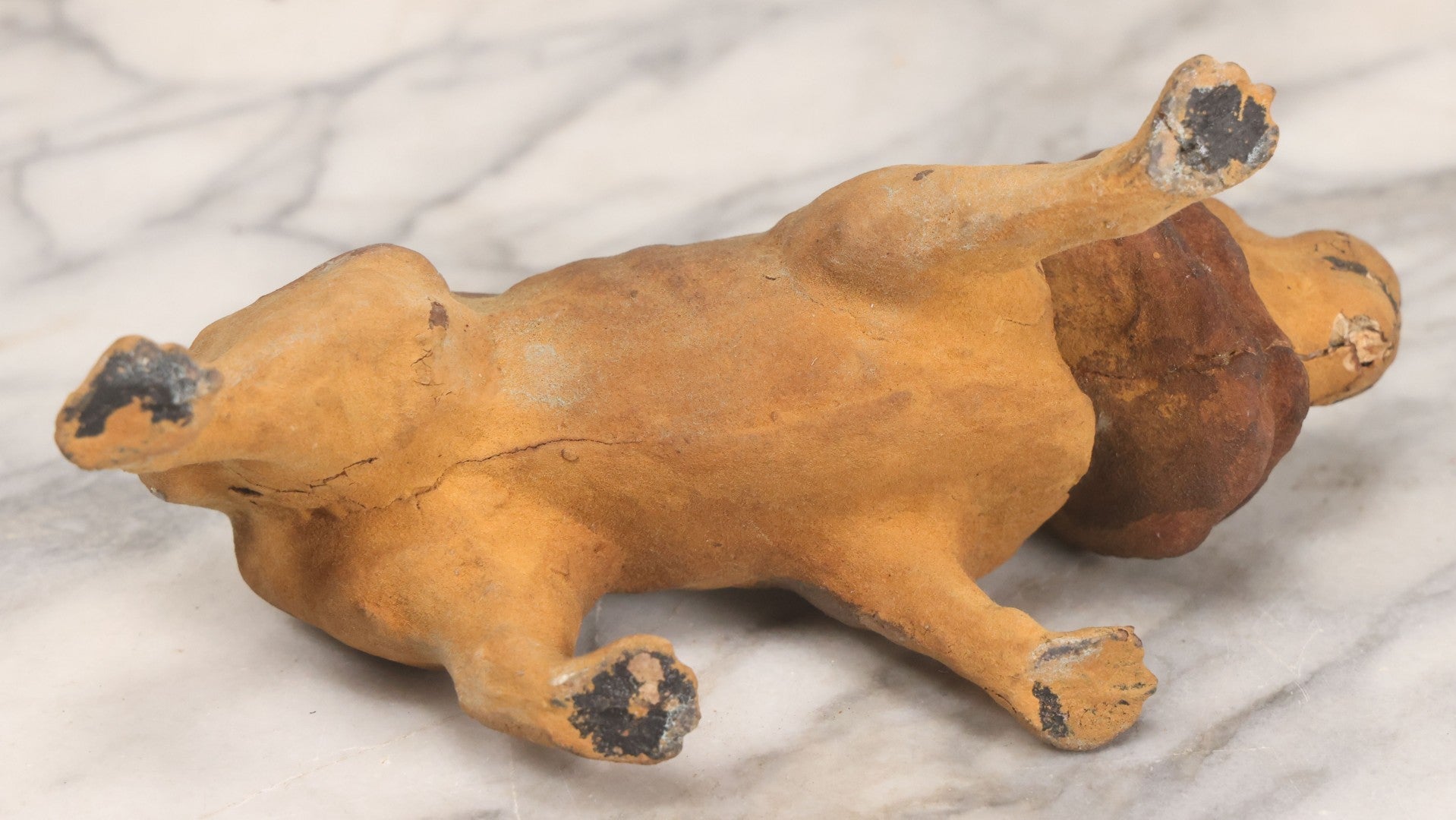 Lot 017 - Antique Papier Mache Circus Lion Nodder Toy With Glass Eyes