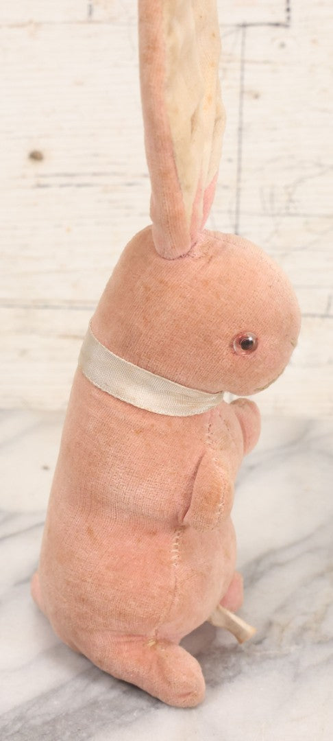 Lot 020 - Vintage Pink Bunny Stuffed Animal Toy With Long Ears, Glass Eyes, Original Tag, Made In Japan
