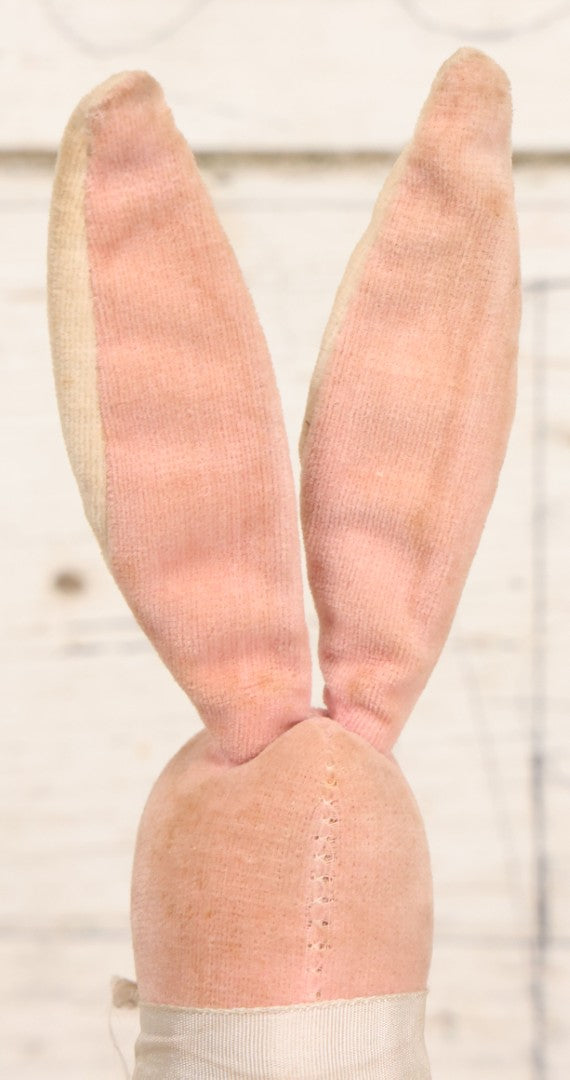 Lot 020 - Vintage Pink Bunny Stuffed Animal Toy With Long Ears, Glass Eyes, Original Tag, Made In Japan