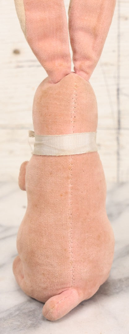 Lot 020 - Vintage Pink Bunny Stuffed Animal Toy With Long Ears, Glass Eyes, Original Tag, Made In Japan