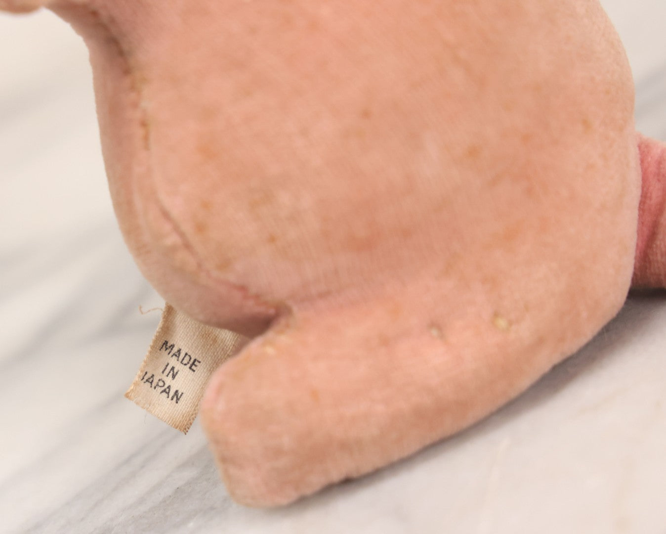 Lot 020 - Vintage Pink Bunny Stuffed Animal Toy With Long Ears, Glass Eyes, Original Tag, Made In Japan