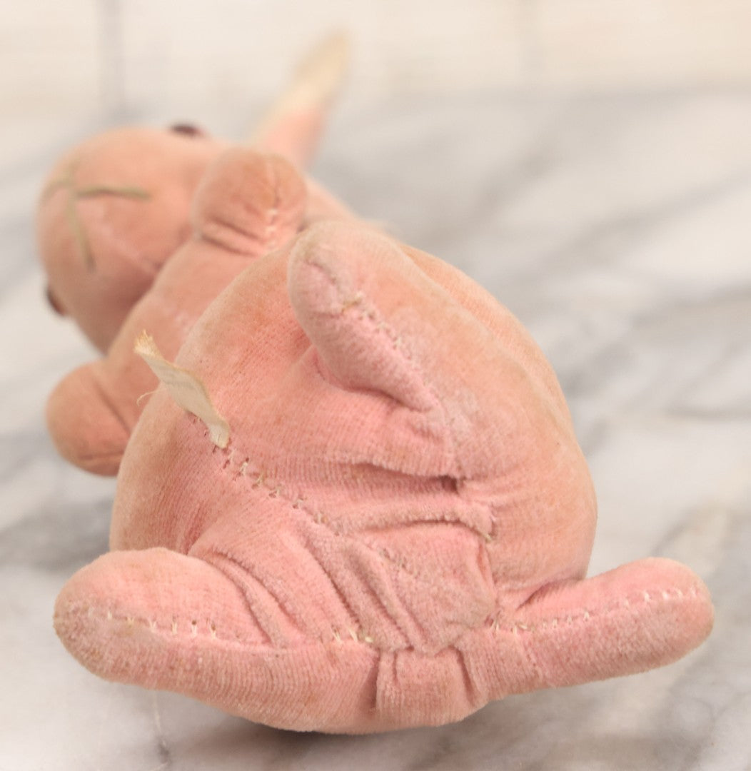 Lot 020 - Vintage Pink Bunny Stuffed Animal Toy With Long Ears, Glass Eyes, Original Tag, Made In Japan