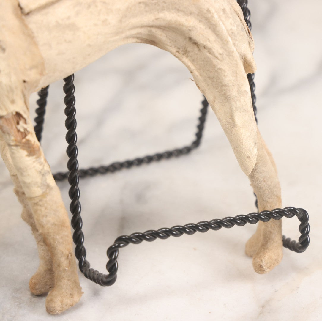 Lot 021 - Antique German Leather And Fabric Greyhound Dog Figurine Toy With Glass Eyes, Note Wear And Tear, Losses